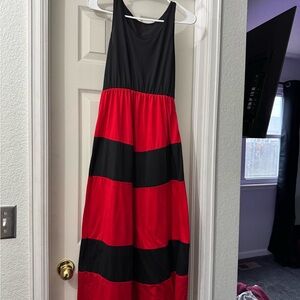 Black and Red Striped Maxi Dress